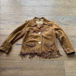 Vintage 70s Brown Soft Leather Fringe Women's Jacket